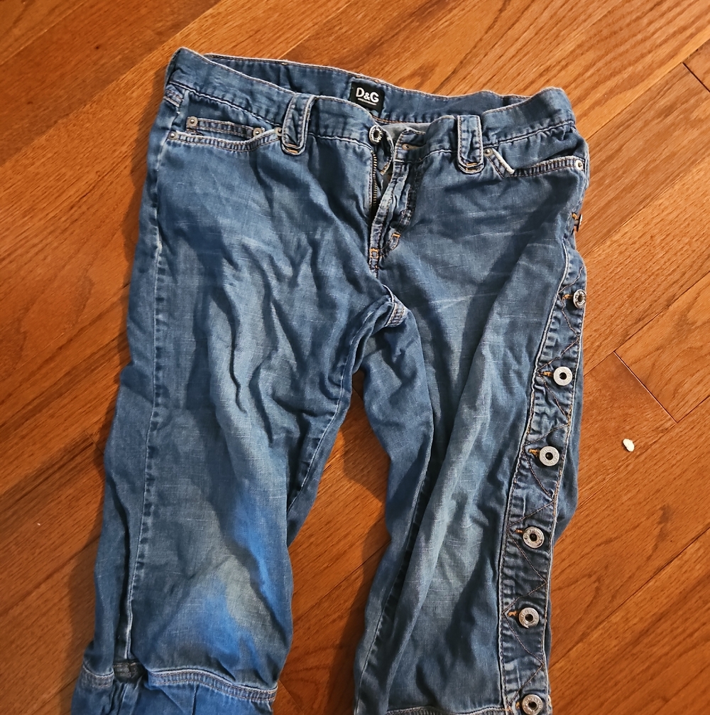 D&G Blue Button-Trim Denim Jeans